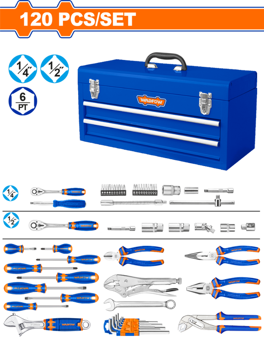 CAJA DE 120 HERRAMIENTAS METAL 3 ESTANTES 520MM WADOFW