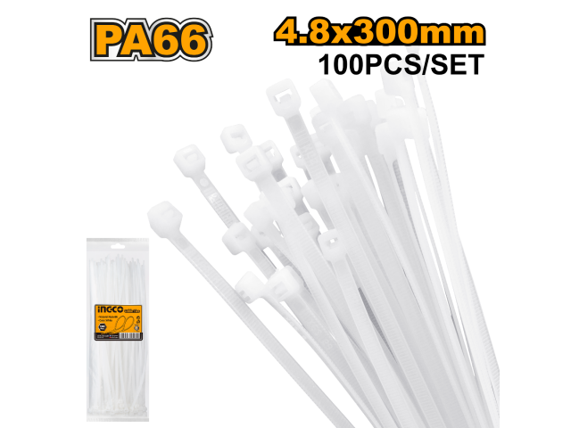 COLLARIN PRECINTO BLANCO 30 CM X 4.8 INGCO HCT3002 100 U X PACK