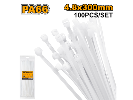 COLLARIN PRECINTO BLANCO 30 CM X 4.8 INGCO HCT3002 100 U X PACK